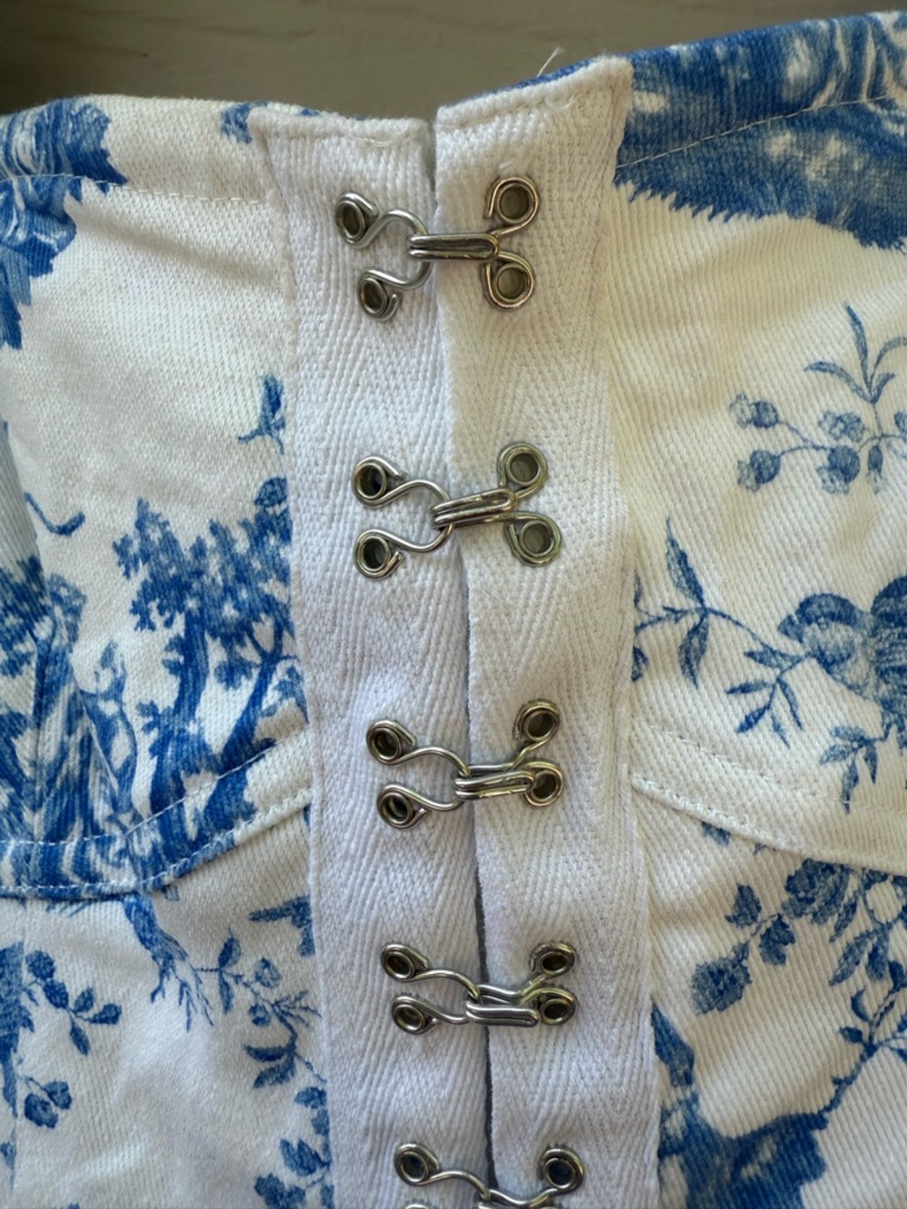 For Love And Lemons Monika Mini Dress Floral Blue White - Picture 4 of 15